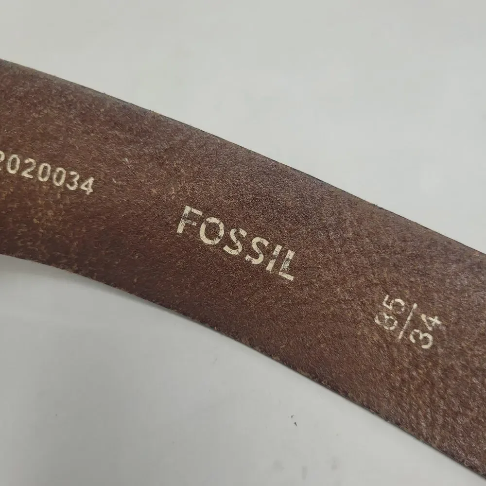 Fossil Belt 34 Brown Leather Rugged Utility Industrial Distressed Work Casual